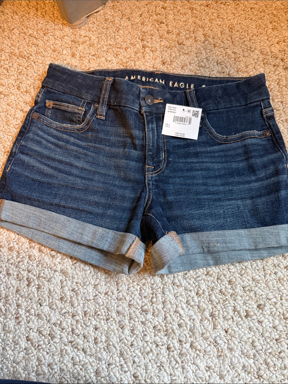 American Eagle Outfitters Dark Indigo Rolled Cuff Jean Shorts
